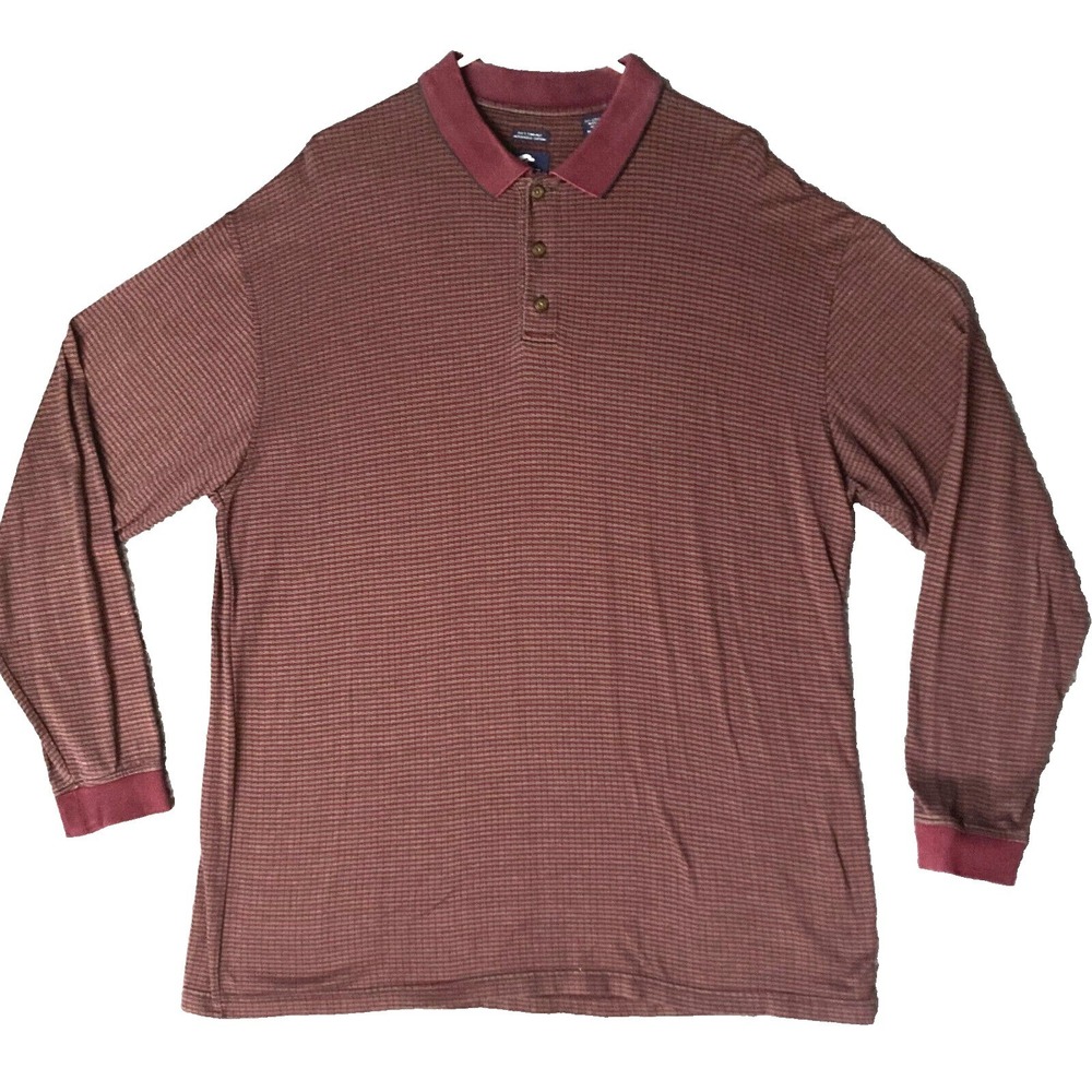 Pebble Beach Golf Mercerized Cotton Burgundy Brown Long Sleeve Polo Shirt Men XL